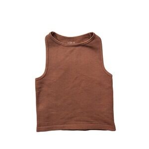 BKE Tank Top Womens M/L Brown Waffle Knit Racerback Seamless Crop